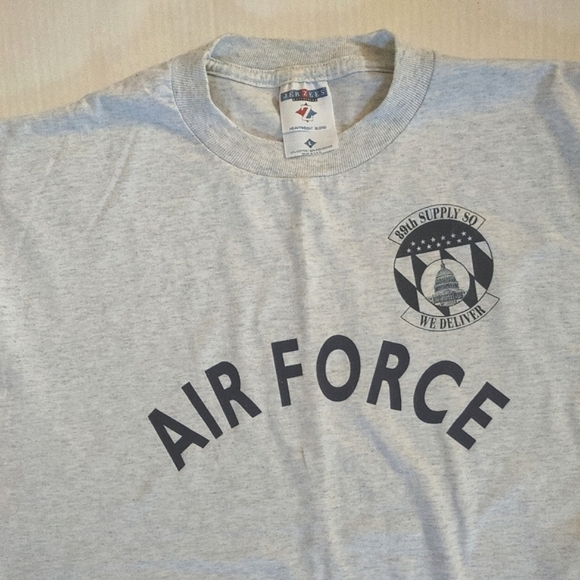 Vintage Jerzees Air Force Tshirt Gray Size L HeavyWeight Blend Made in USA Mens - Picture 6 of 12